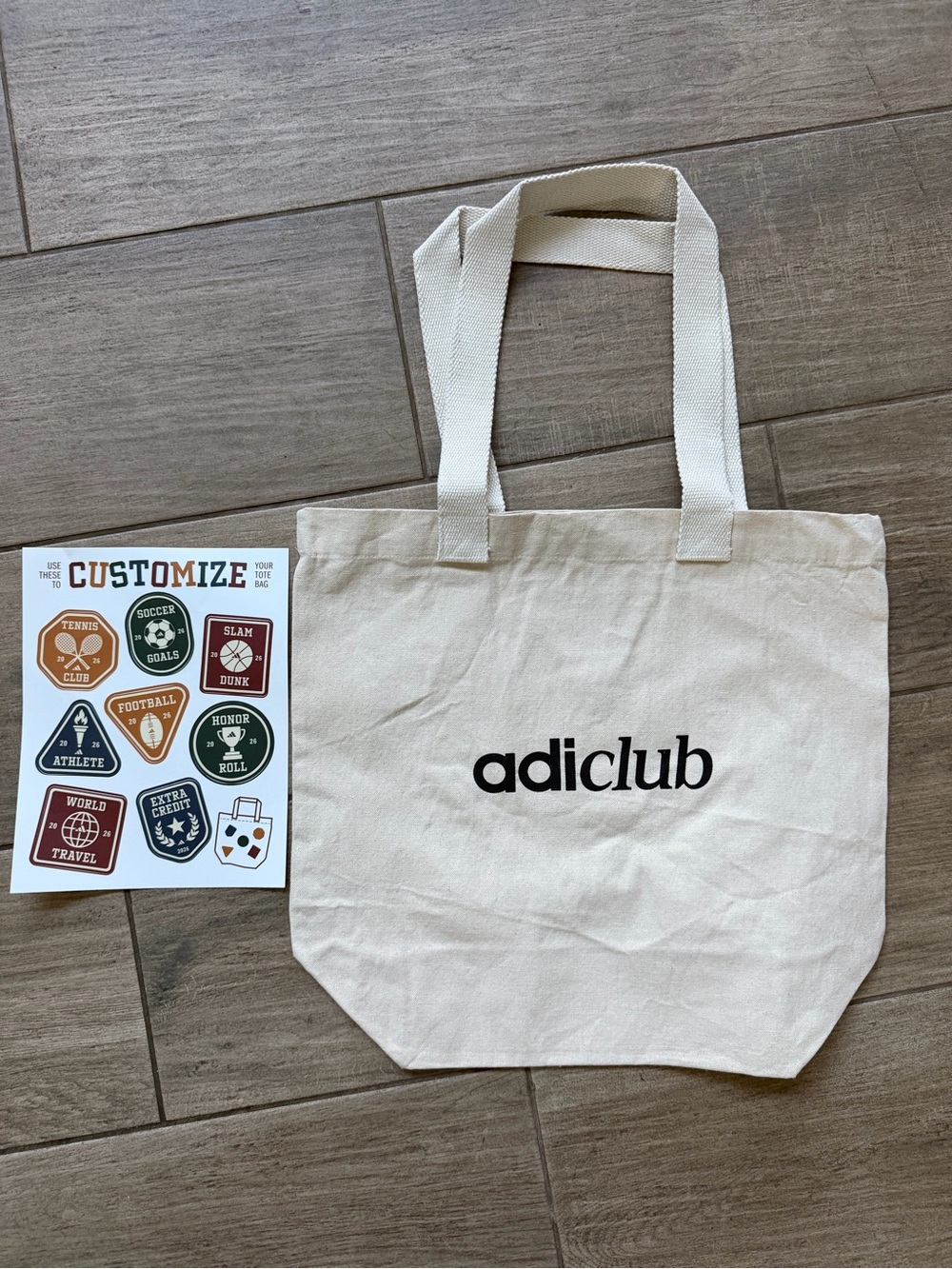 Adidas Canvas Tote Bag with DIY stickers